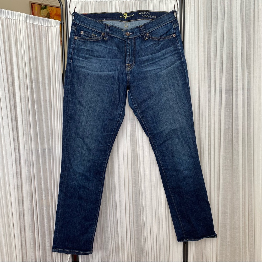 7 For All Mankind Women's Dark Blue Crop Leg Jeans